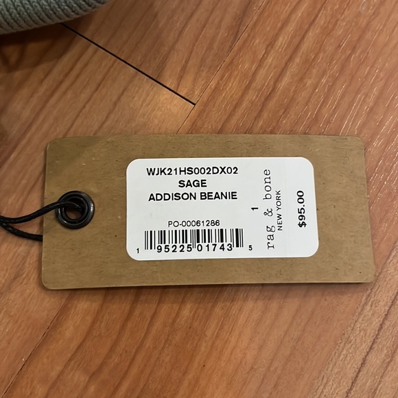 New Rag & Bone Addison cotton beanie. Colour is sage (green-blue). - Picture 8 of 8